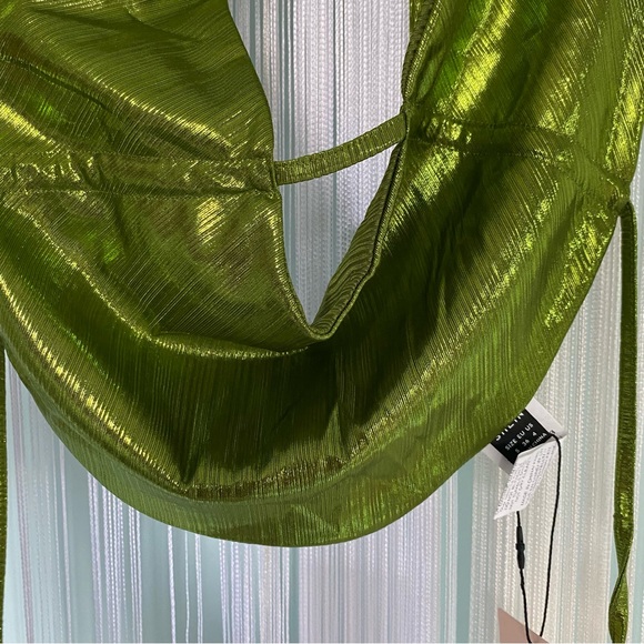 Lime Green Metallic Halter Top NWT Size S - Picture 10 of 12
